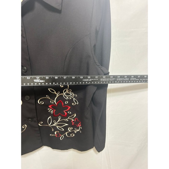NWT Sage Harbor Black Embroidered Floral Xmas Top Blazer Women Size‎ 16 - Picture 3 of 10
